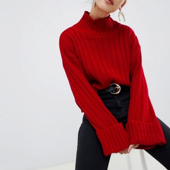 Boohoo Sweaters - Boohoo Red turtleneck sweater